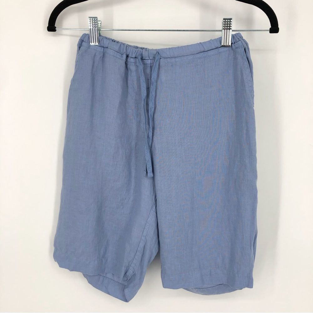 CP Shades‎ Shorts Womens XS 100% Linen Light Blue The Hampton Bermuda Pockets